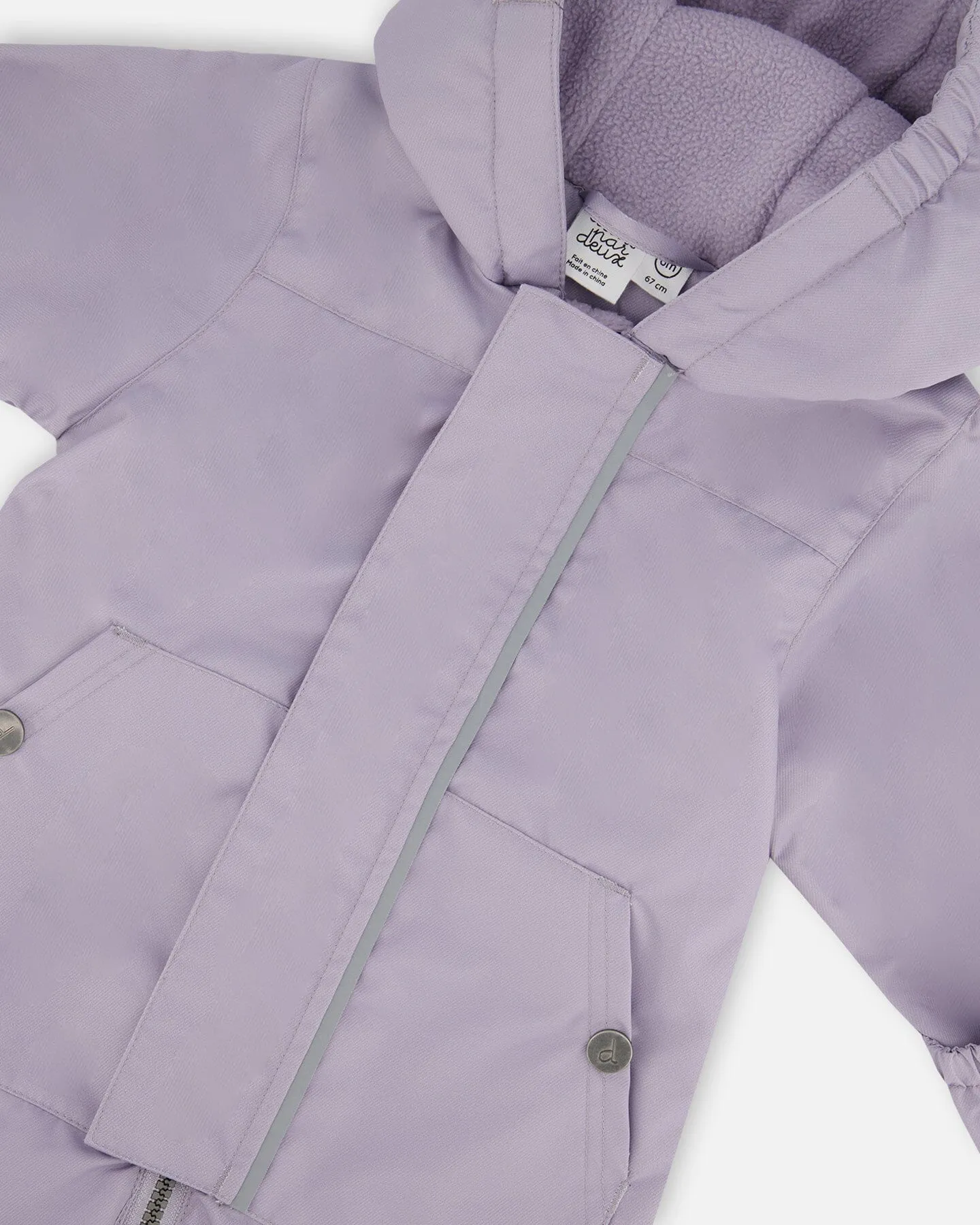 Baby Mid-Season One-Piece Outerwear Lilac With Printed Hat