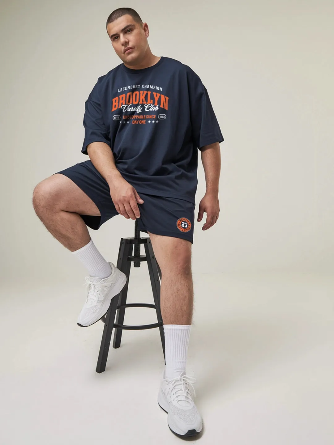Brooklyn Cotton Mens T Shirt and Shorts Combo Set (Plus Size)
