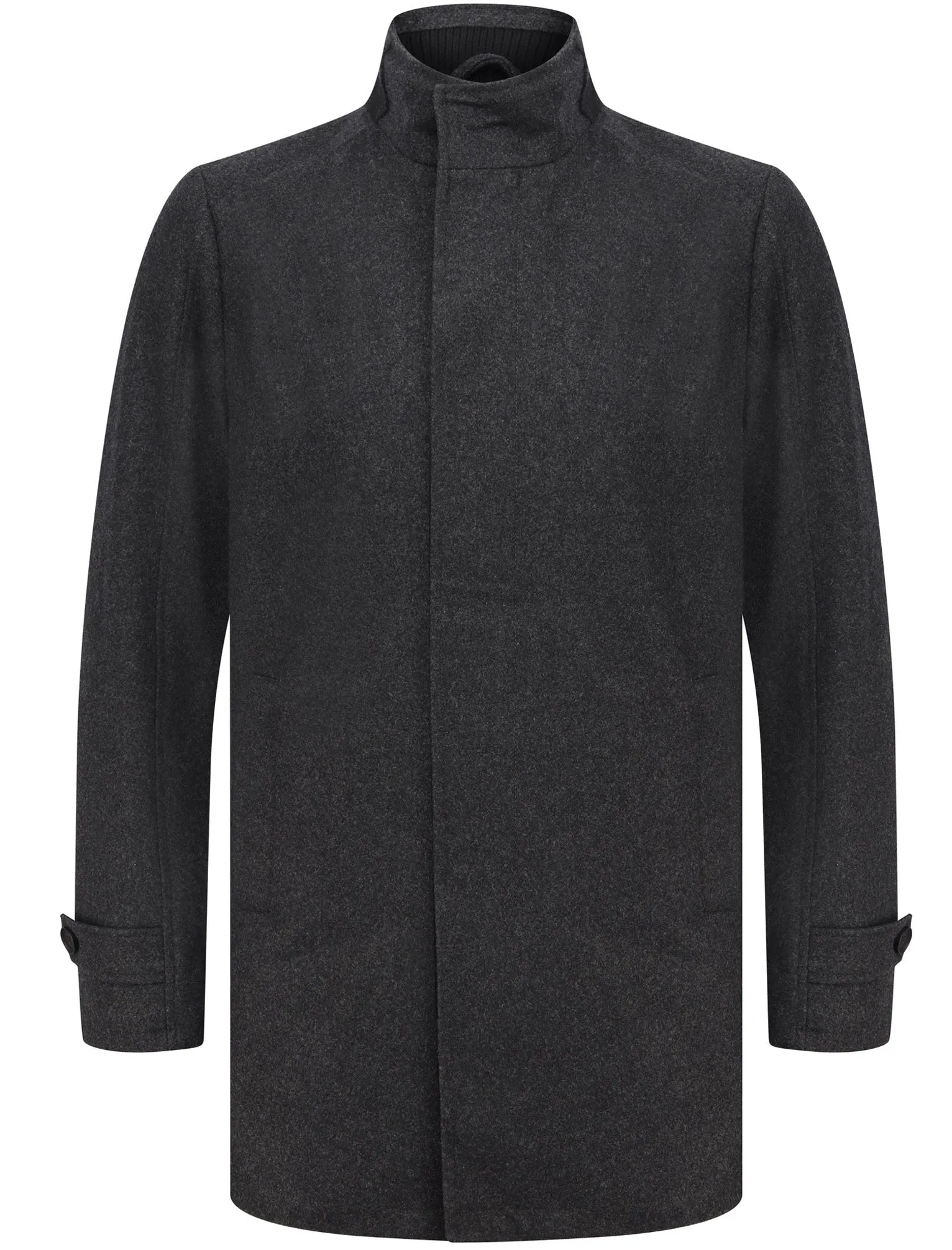 Byrne Funnel Neck Wool Rich Coat in Charcoal - Tokyo Laundry