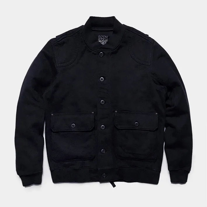 BZEN UNARMY - M.3222 COBB REGULAR FIT KNIT BOMBER JACKET- E0 BLACK
