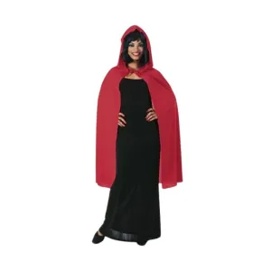 Cape avec capuchon 45 po rouge pour adulte