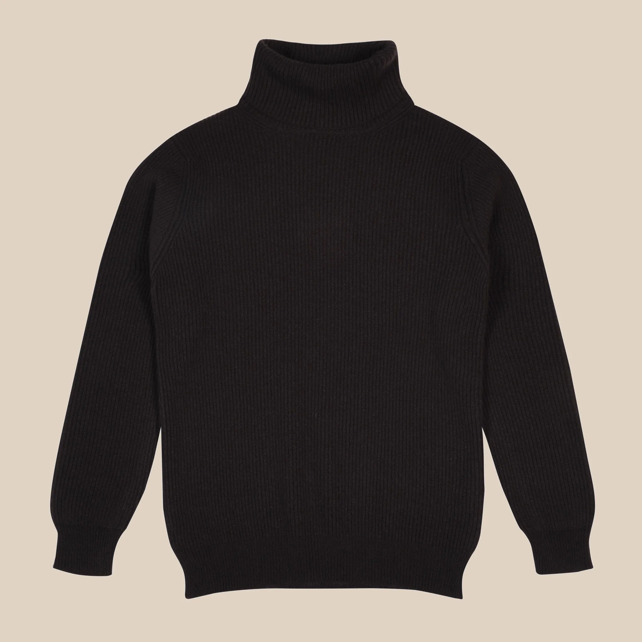 Cashmere ribbed submariner rollneck in dark brown