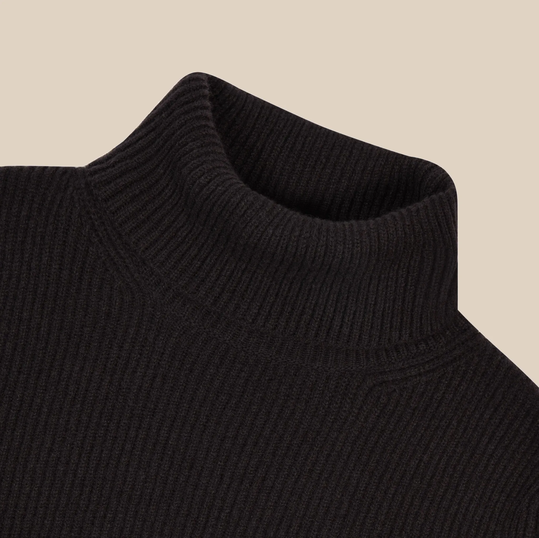 Cashmere ribbed submariner rollneck in dark brown