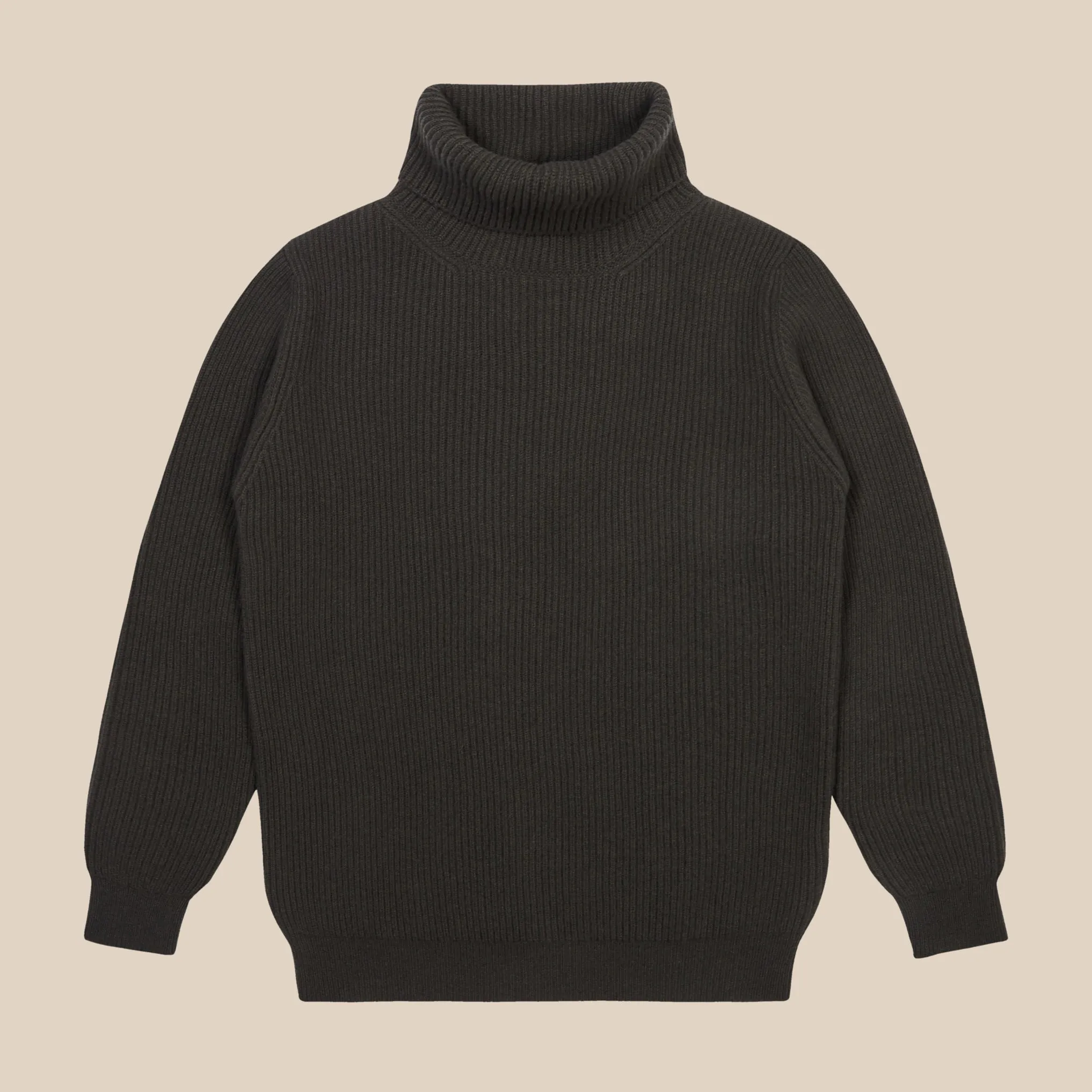 Cashmere ribbed submariner rollneck in dark olive