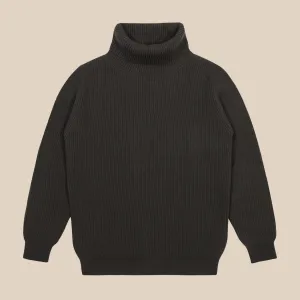 Cashmere ribbed submariner rollneck in dark olive