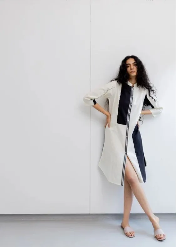 Cream and Coal Shirt Dress