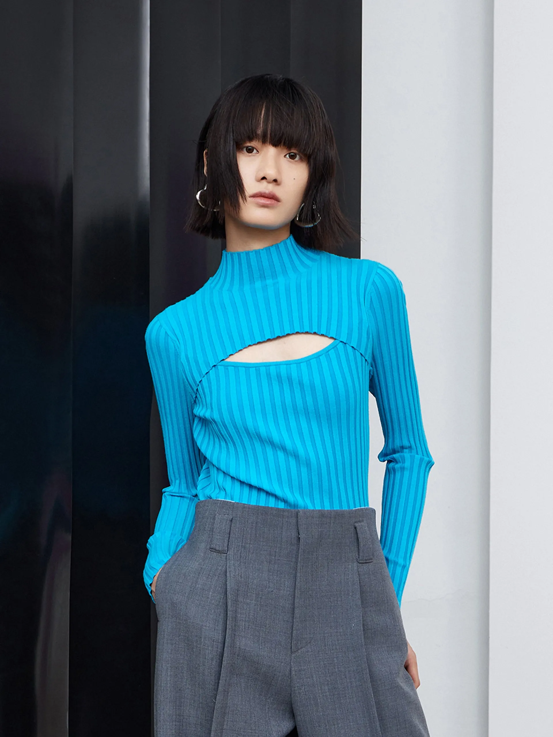 Cutout Turtleneck Sweater