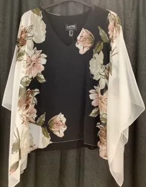 Joseph Ribkoff Signature Ladies Cape Sleeve Top Vanilla/Multi 221338