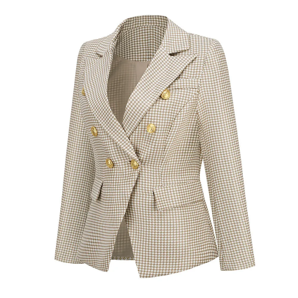 Lapel Bend Down Collar Button Blazer Coat