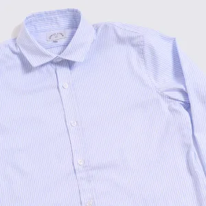 Light Blue Striped Easy-Care Dress Shirt