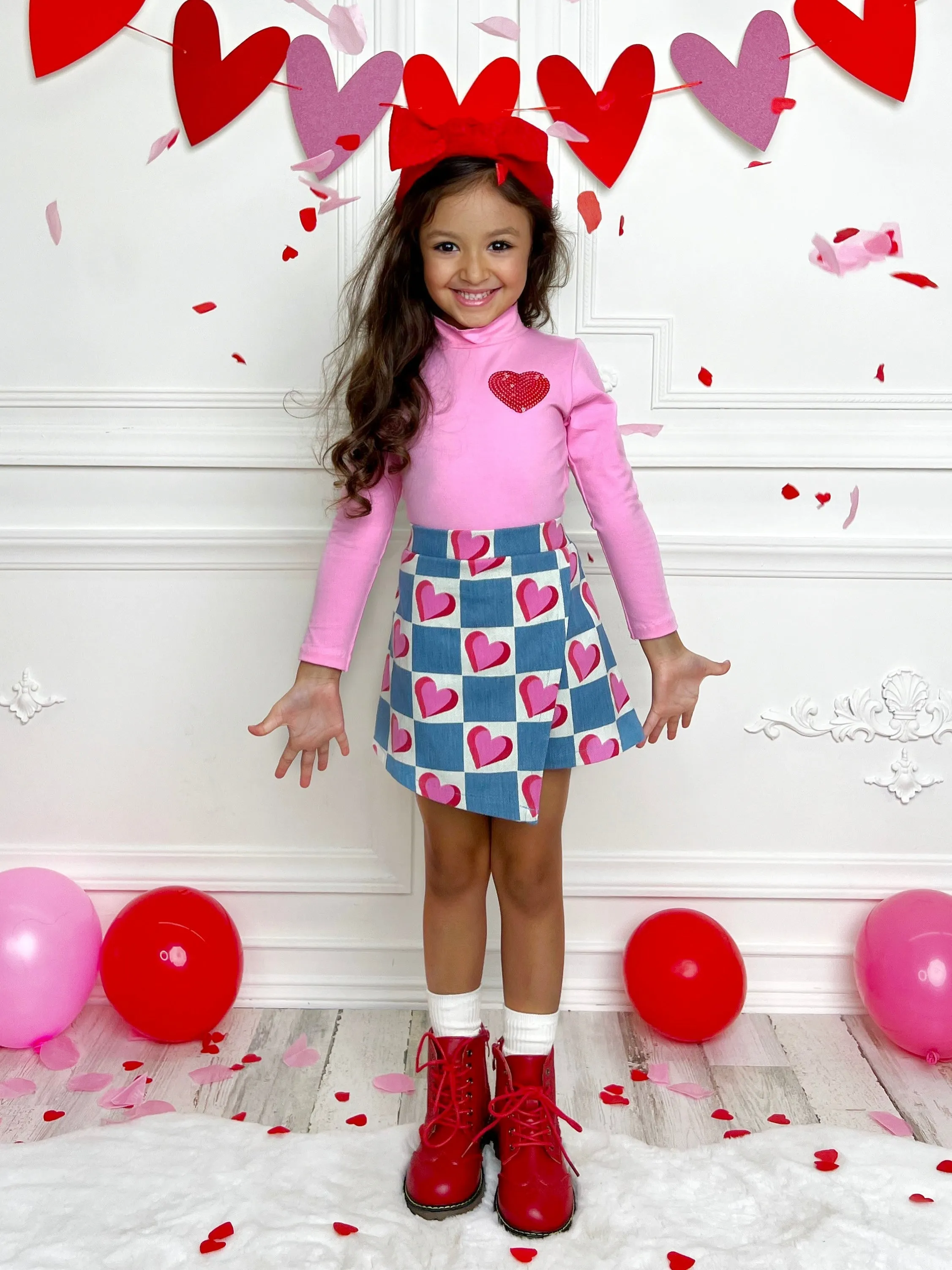 Little Miss Heartthrob Chambray Skirt Set