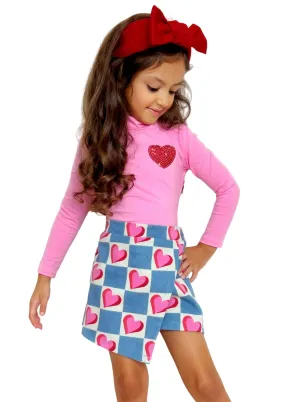 Little Miss Heartthrob Chambray Skirt Set