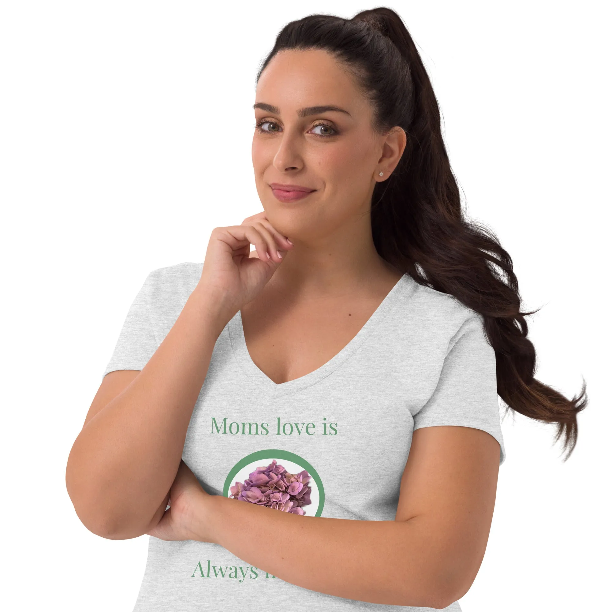 Moms love is always in bloom Mother’s Day t shirt Women’s recycled v-neck t-shirt