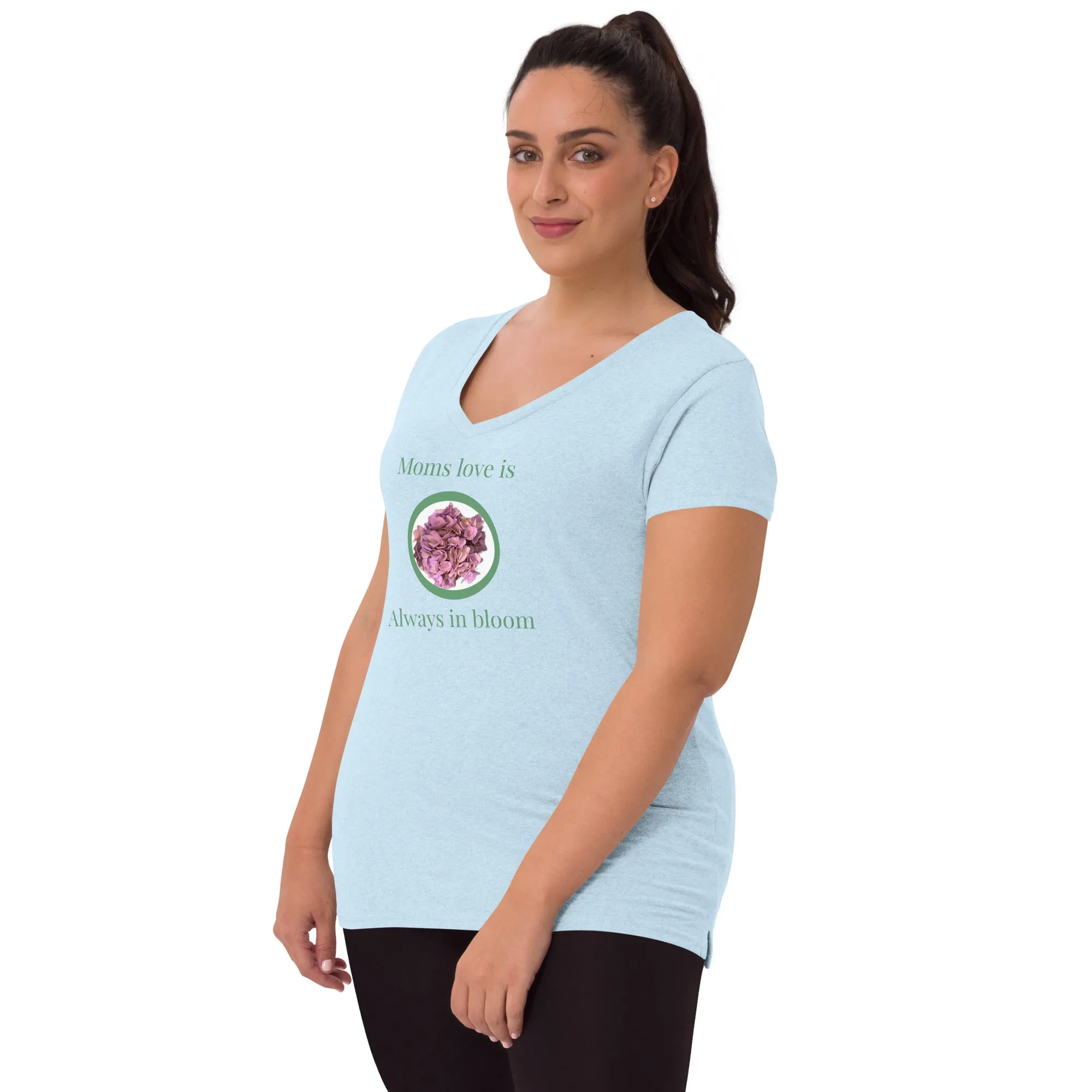 Moms love is always in bloom Mother’s Day t shirt Women’s recycled v-neck t-shirt