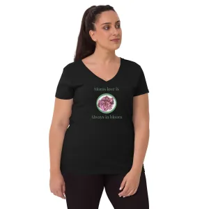 Moms love is always in bloom Mother’s Day t shirt Women’s recycled v-neck t-shirt