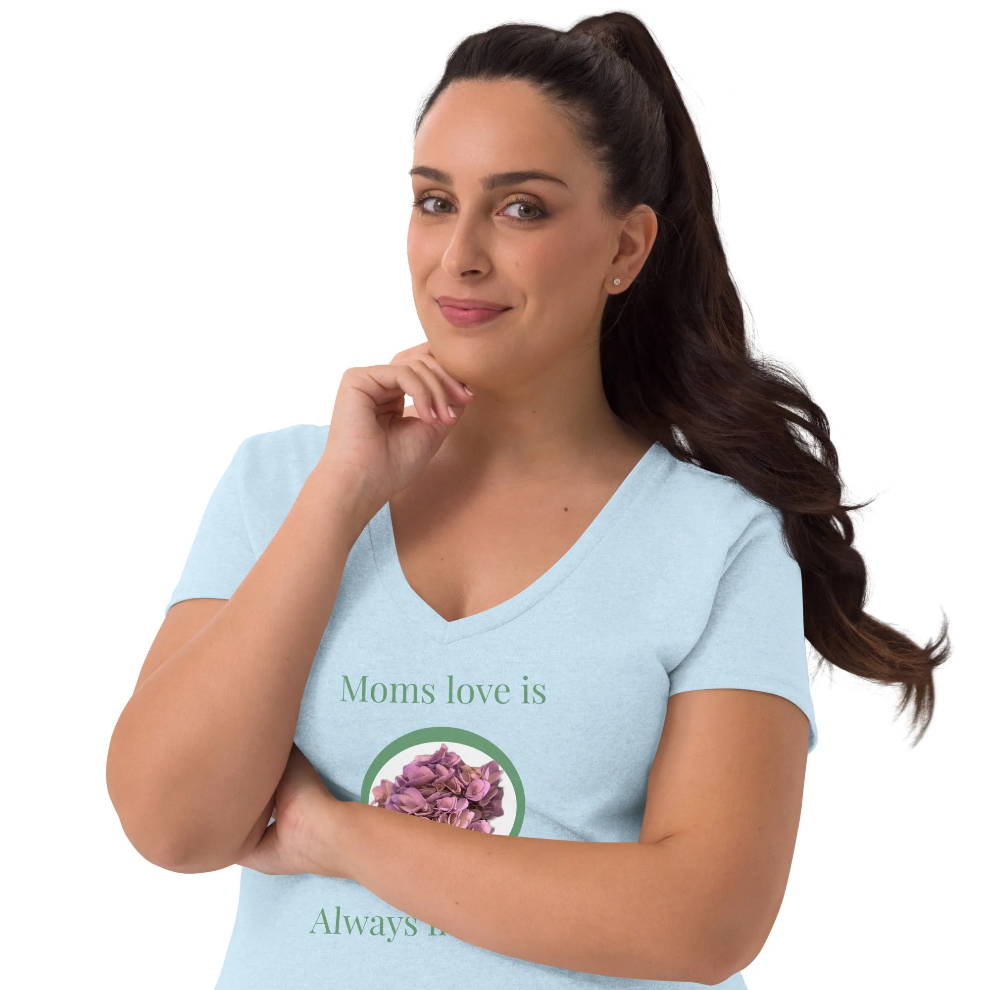 Moms love is always in bloom Mother’s Day t shirt Women’s recycled v-neck t-shirt
