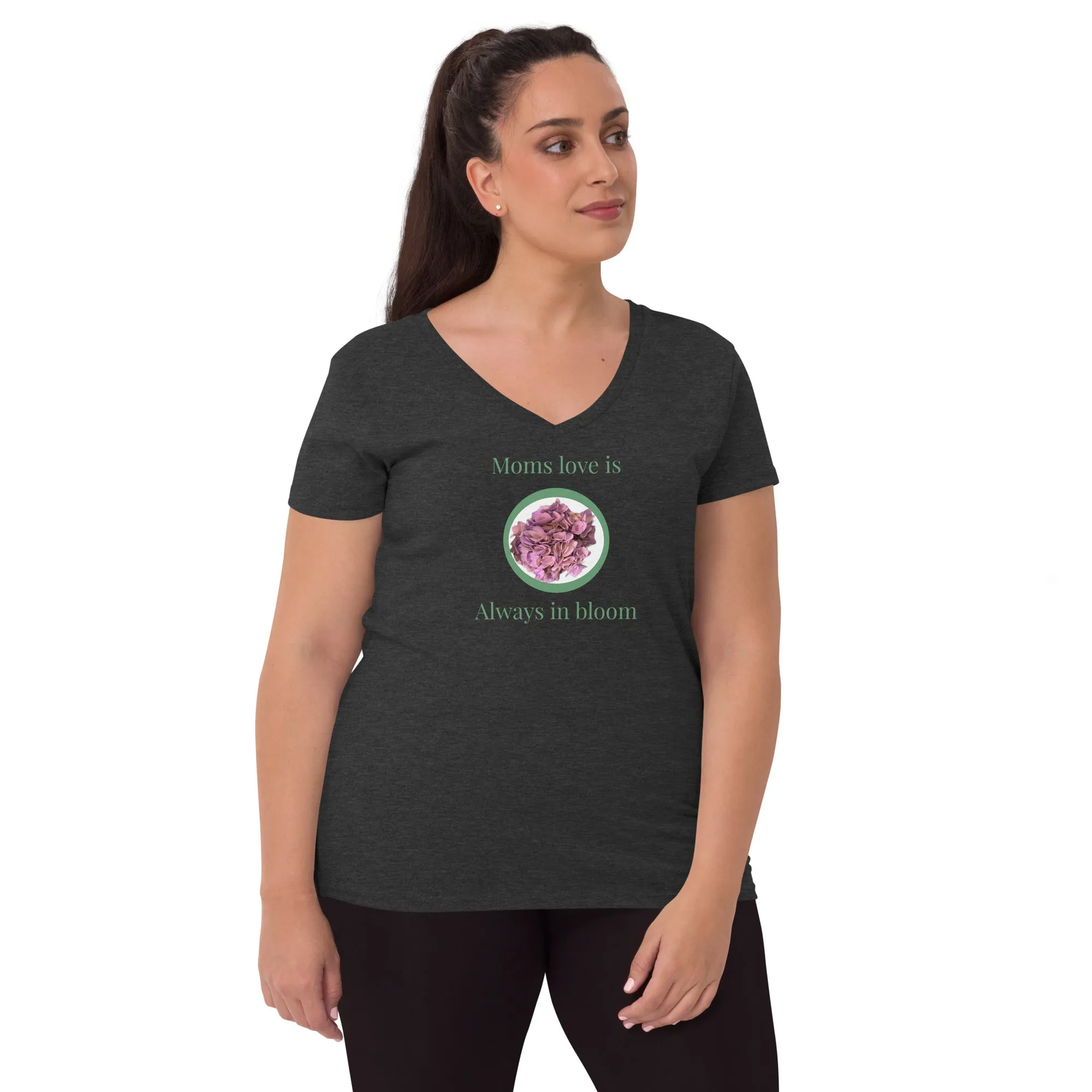 Moms love is always in bloom Mother’s Day t shirt Women’s recycled v-neck t-shirt