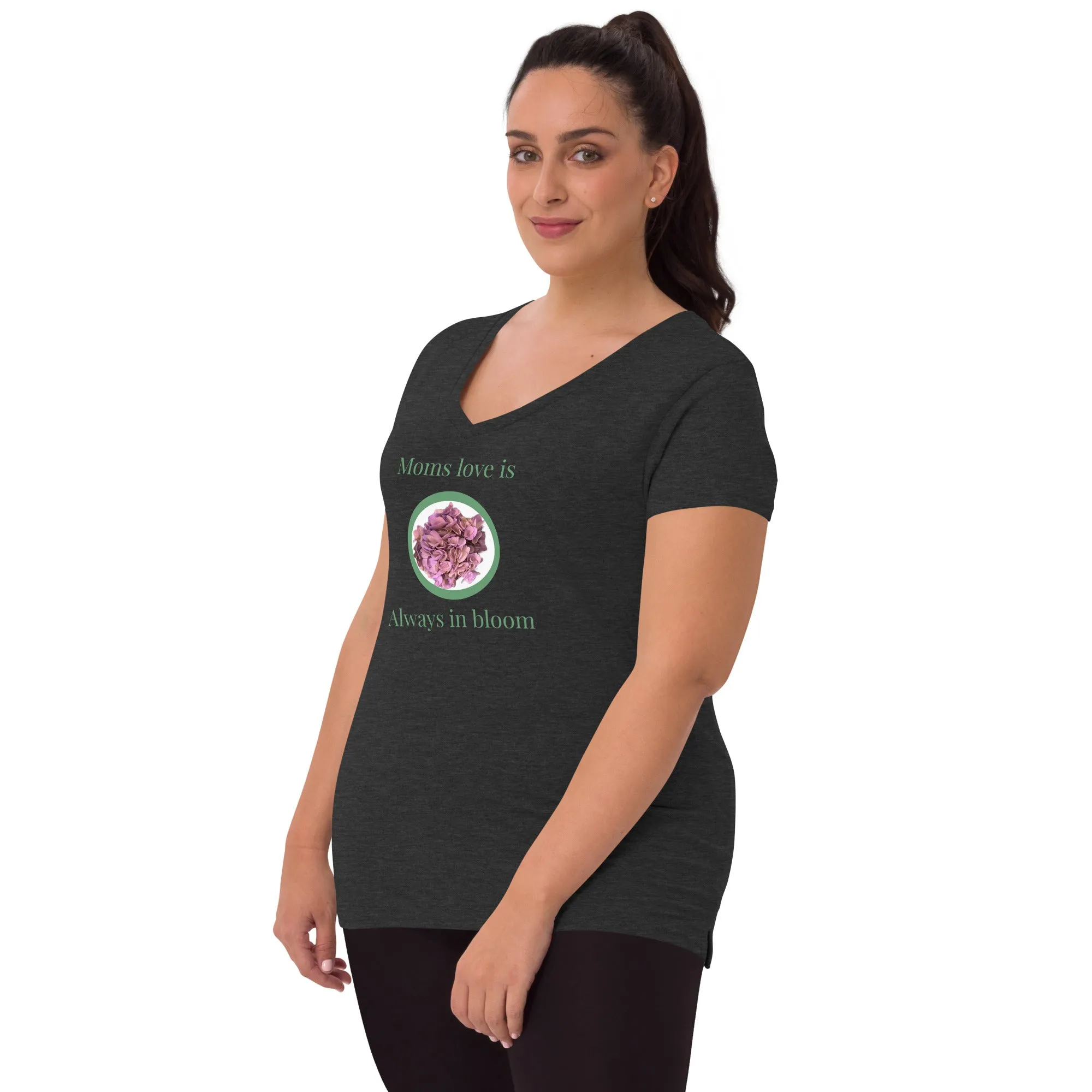 Moms love is always in bloom Mother’s Day t shirt Women’s recycled v-neck t-shirt