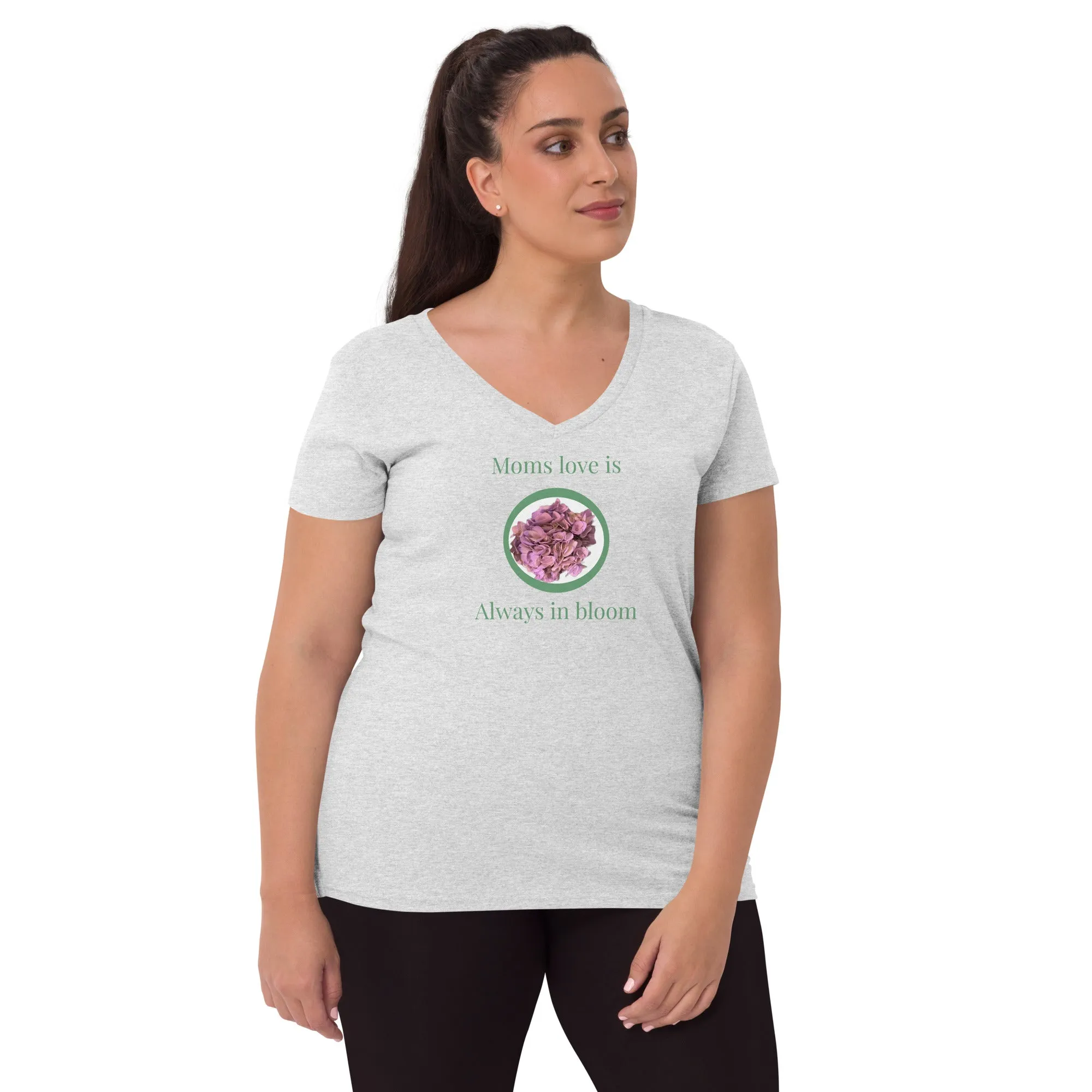 Moms love is always in bloom Mother’s Day t shirt Women’s recycled v-neck t-shirt