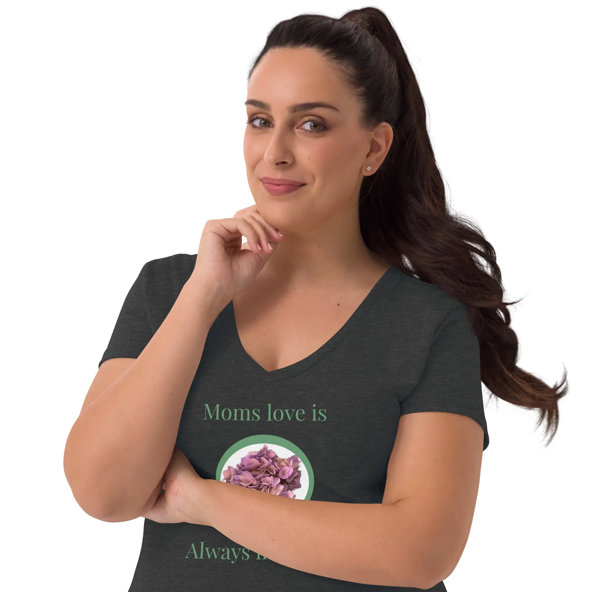 Moms love is always in bloom Mother’s Day t shirt Women’s recycled v-neck t-shirt