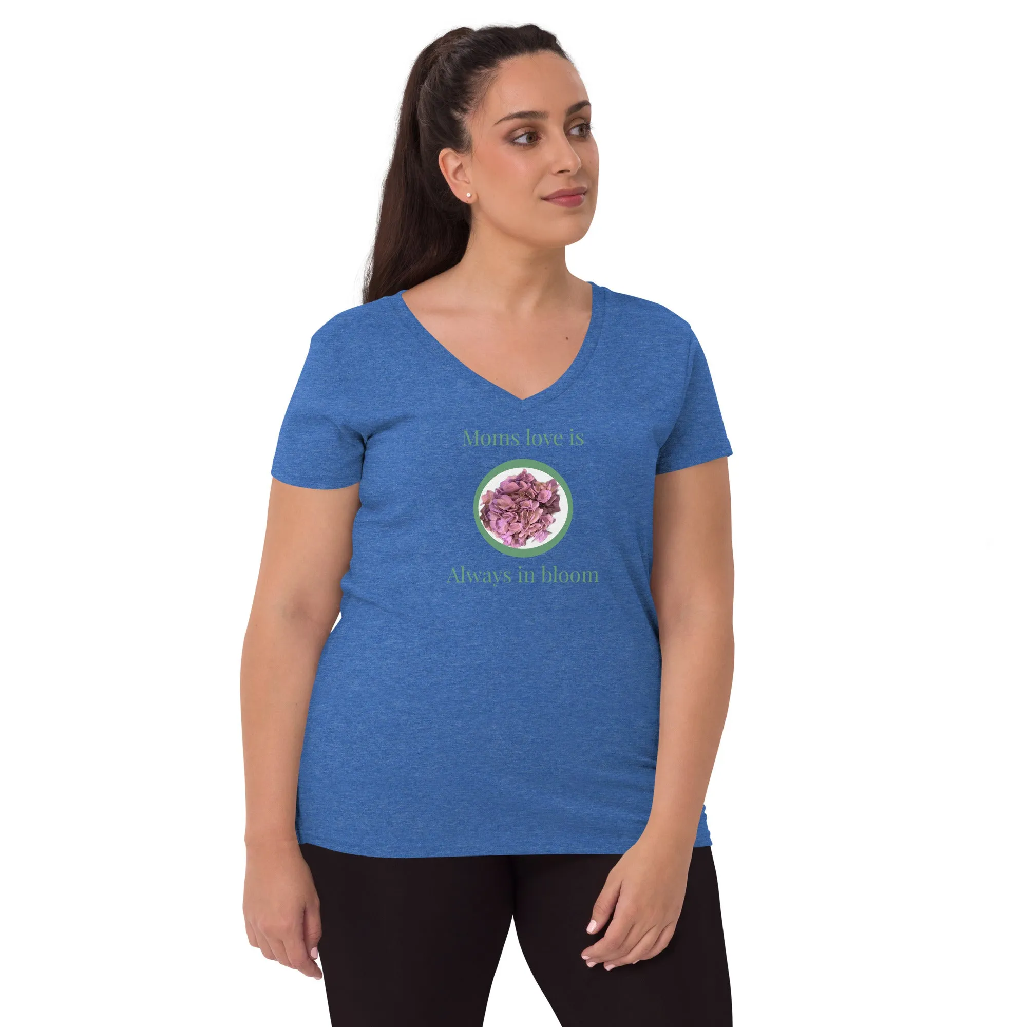 Moms love is always in bloom Mother’s Day t shirt Women’s recycled v-neck t-shirt