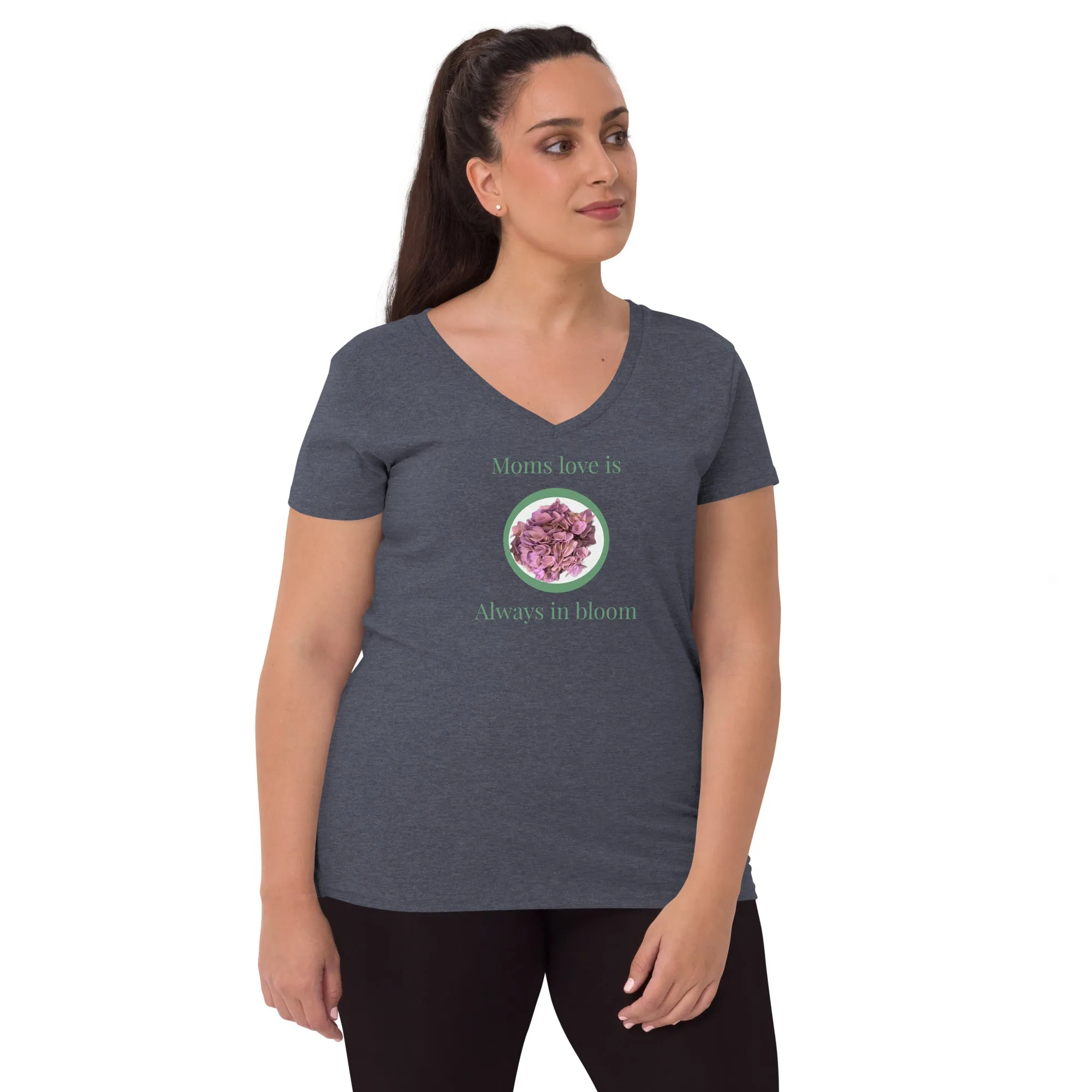 Moms love is always in bloom Mother’s Day t shirt Women’s recycled v-neck t-shirt