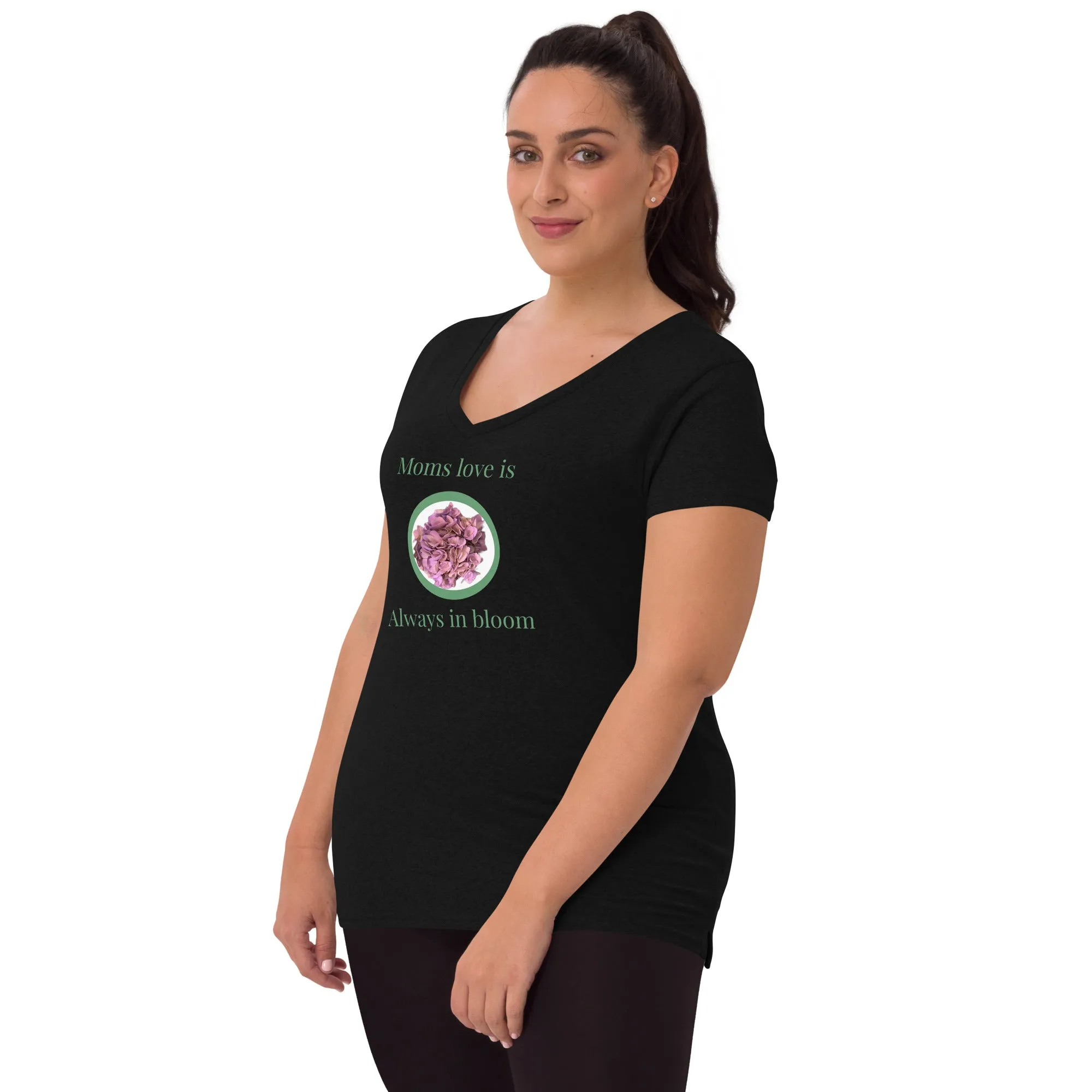 Moms love is always in bloom Mother’s Day t shirt Women’s recycled v-neck t-shirt