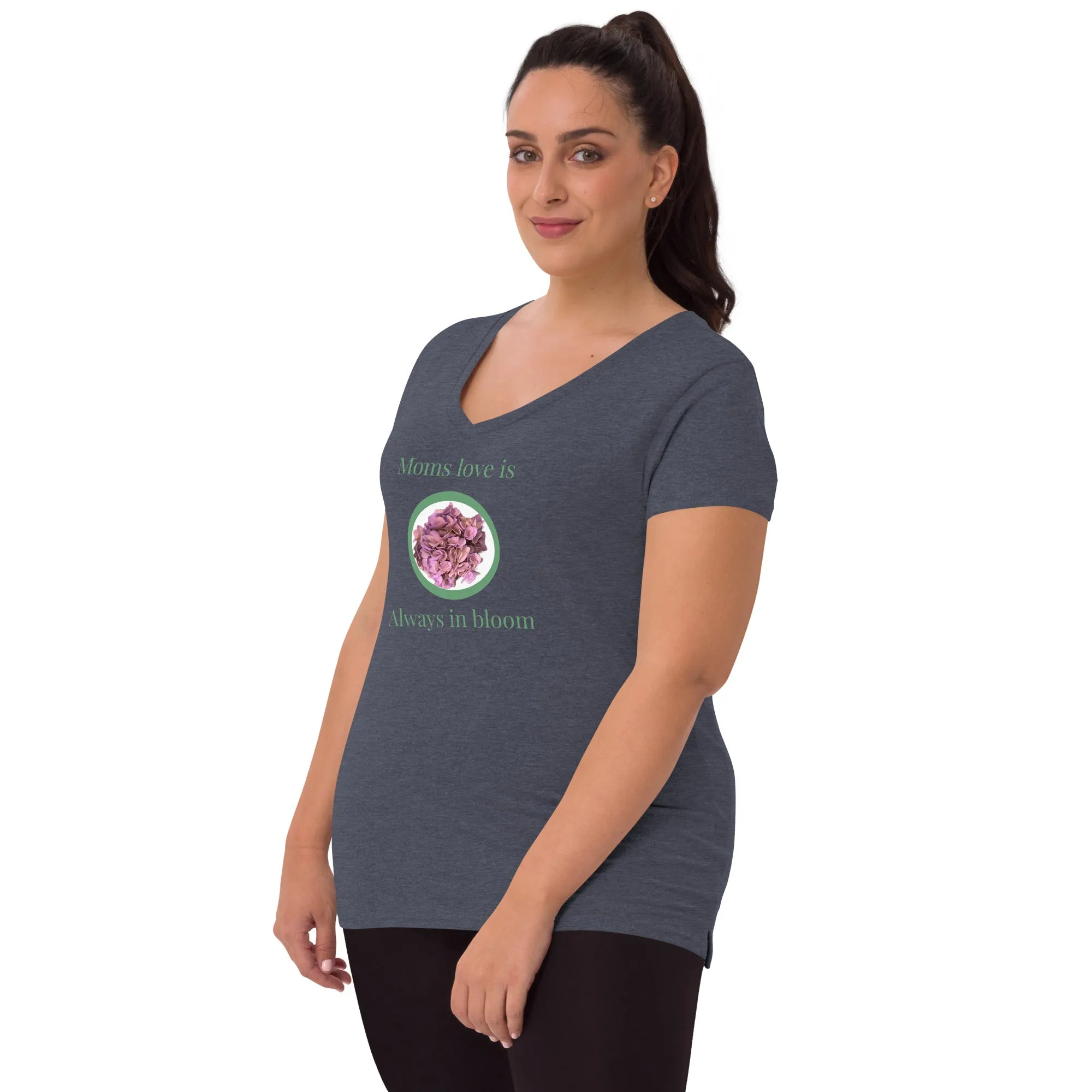 Moms love is always in bloom Mother’s Day t shirt Women’s recycled v-neck t-shirt