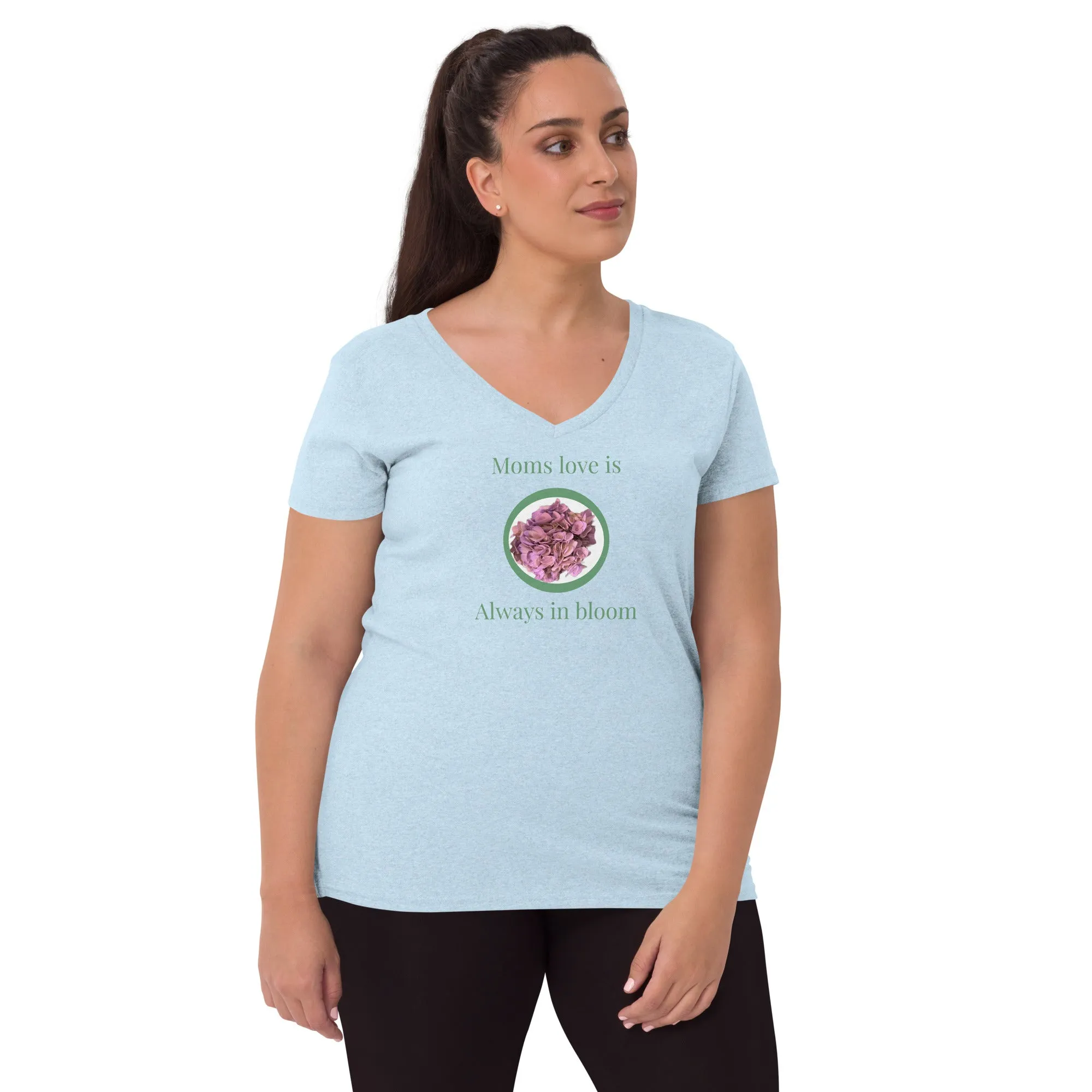 Moms love is always in bloom Mother’s Day t shirt Women’s recycled v-neck t-shirt