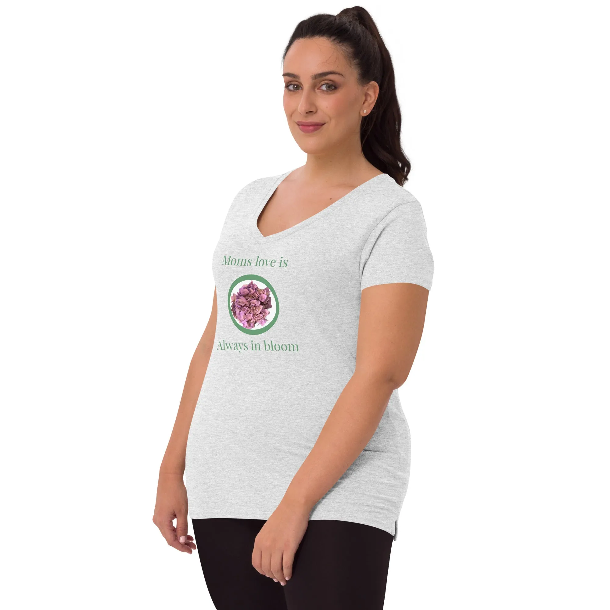 Moms love is always in bloom Mother’s Day t shirt Women’s recycled v-neck t-shirt