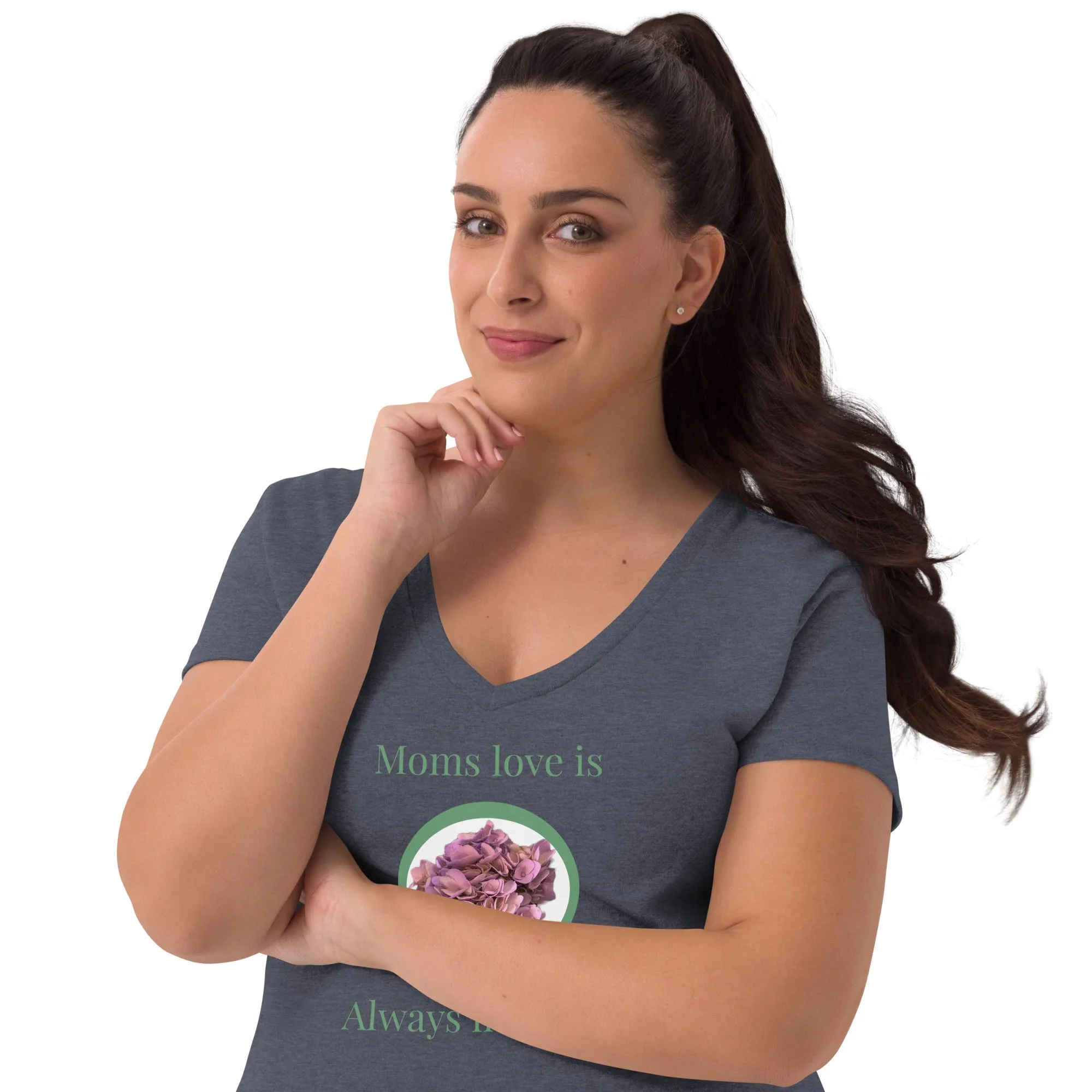 Moms love is always in bloom Mother’s Day t shirt Women’s recycled v-neck t-shirt