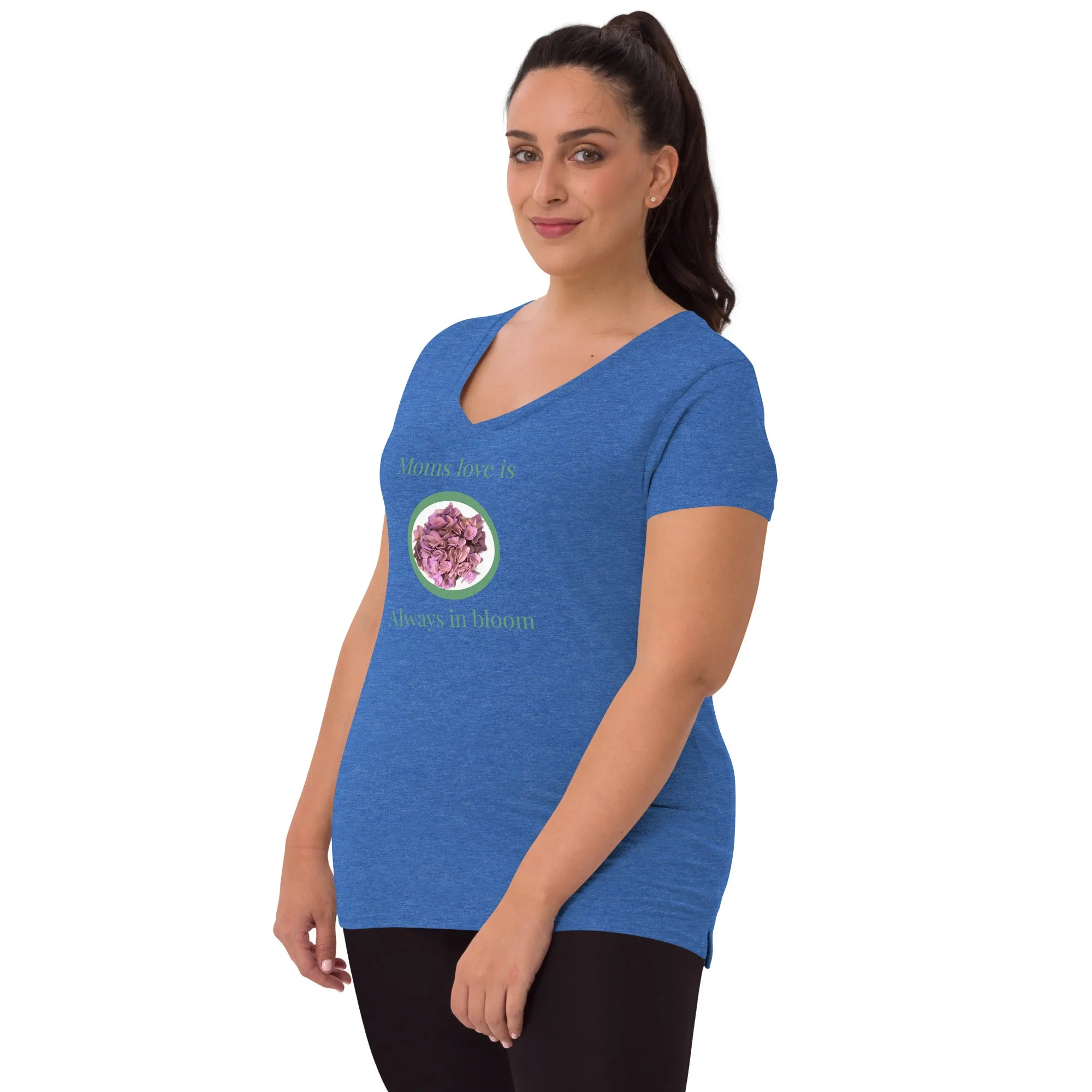 Moms love is always in bloom Mother’s Day t shirt Women’s recycled v-neck t-shirt