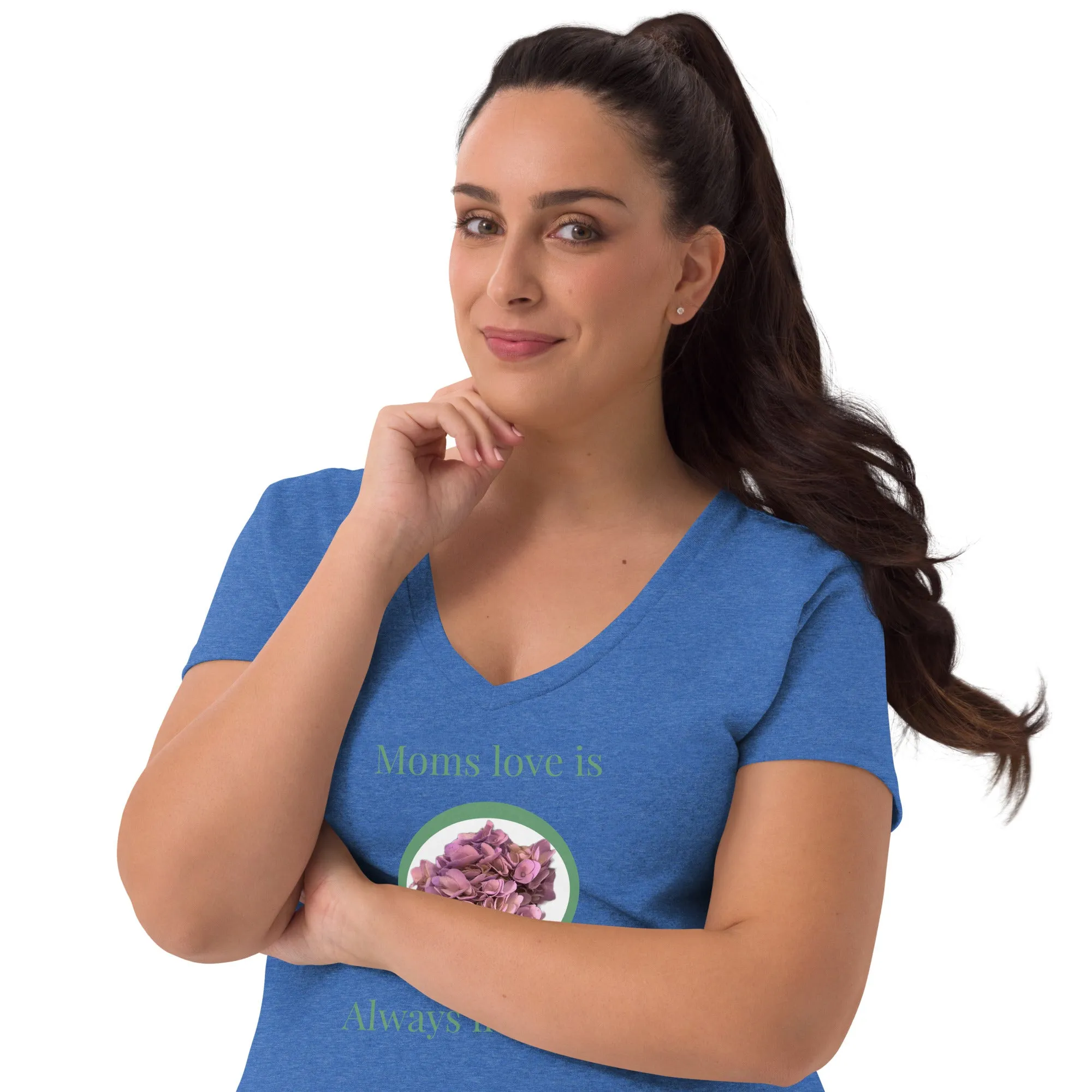 Moms love is always in bloom Mother’s Day t shirt Women’s recycled v-neck t-shirt