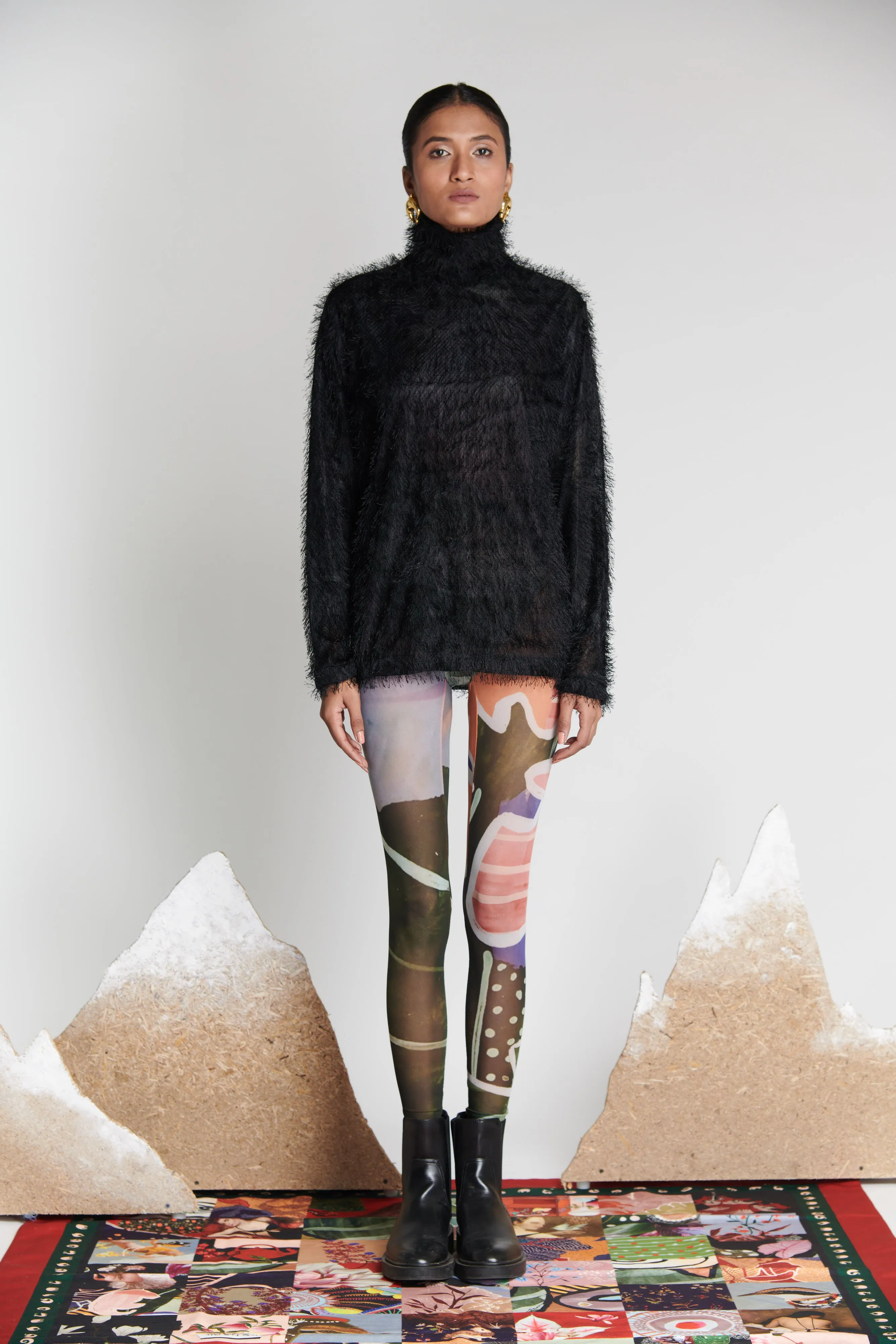Noir Feathered Turtleneck