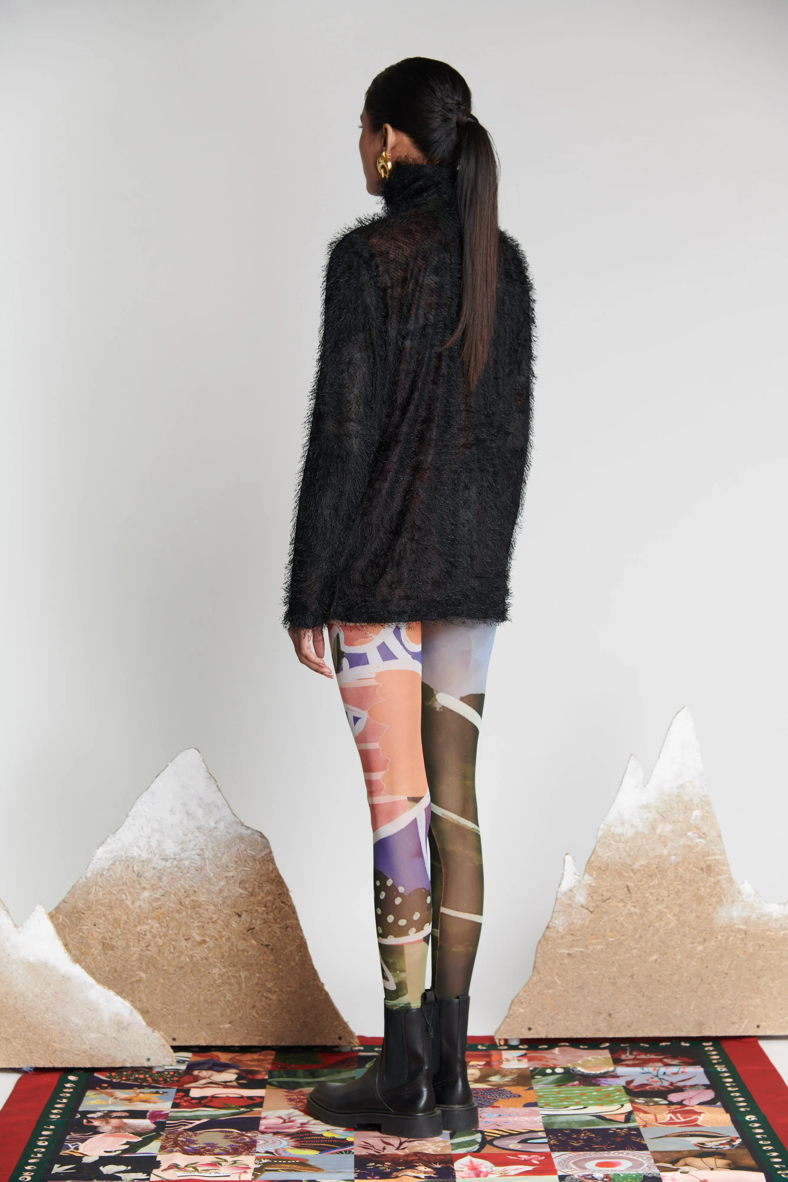 Noir Feathered Turtleneck
