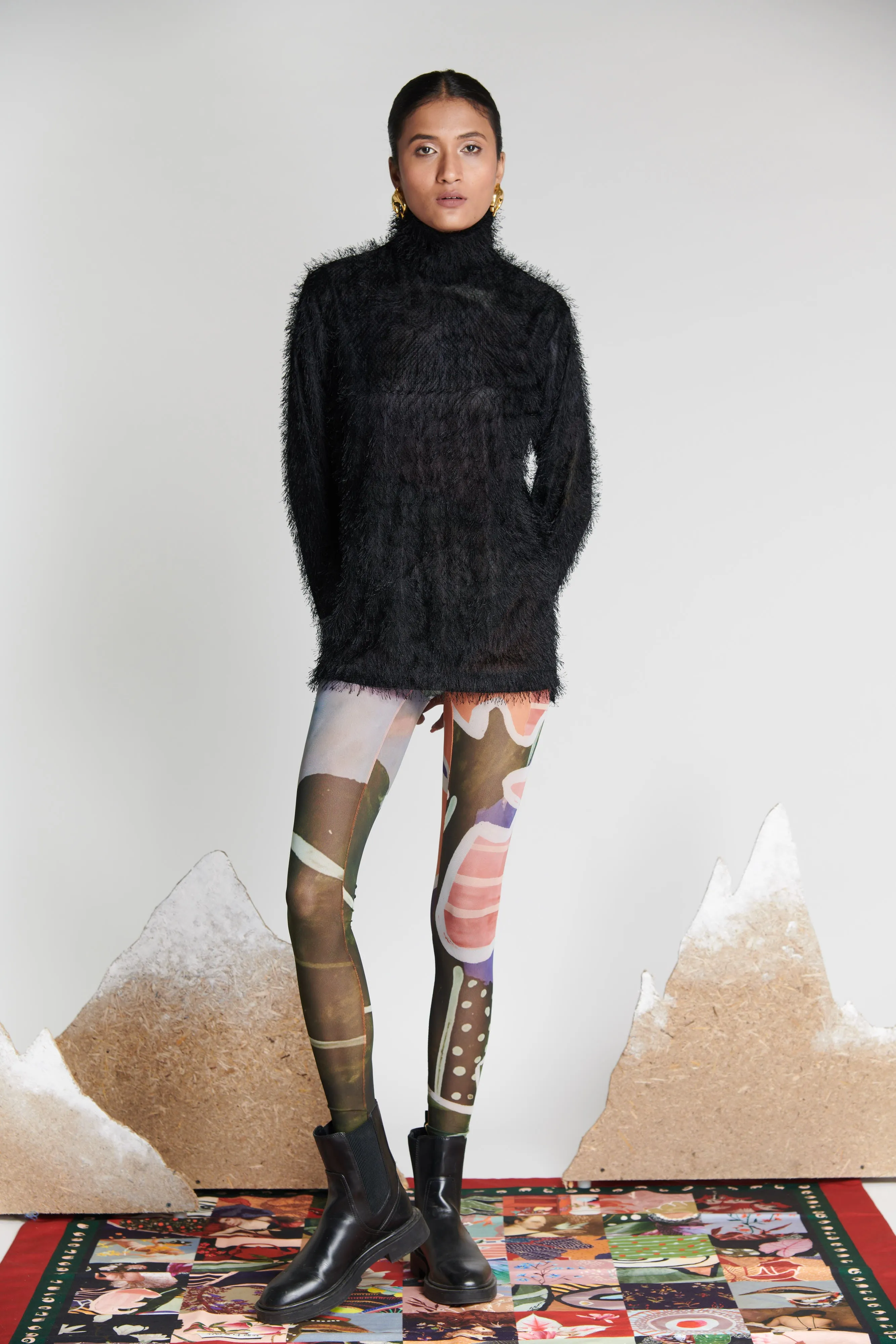 Noir Feathered Turtleneck