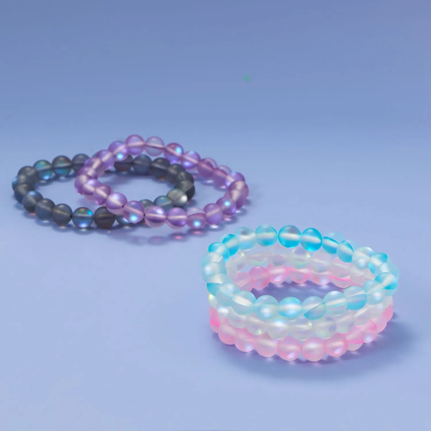 Ocean Wishes! Light Blue Glass Stretch Bracelet
