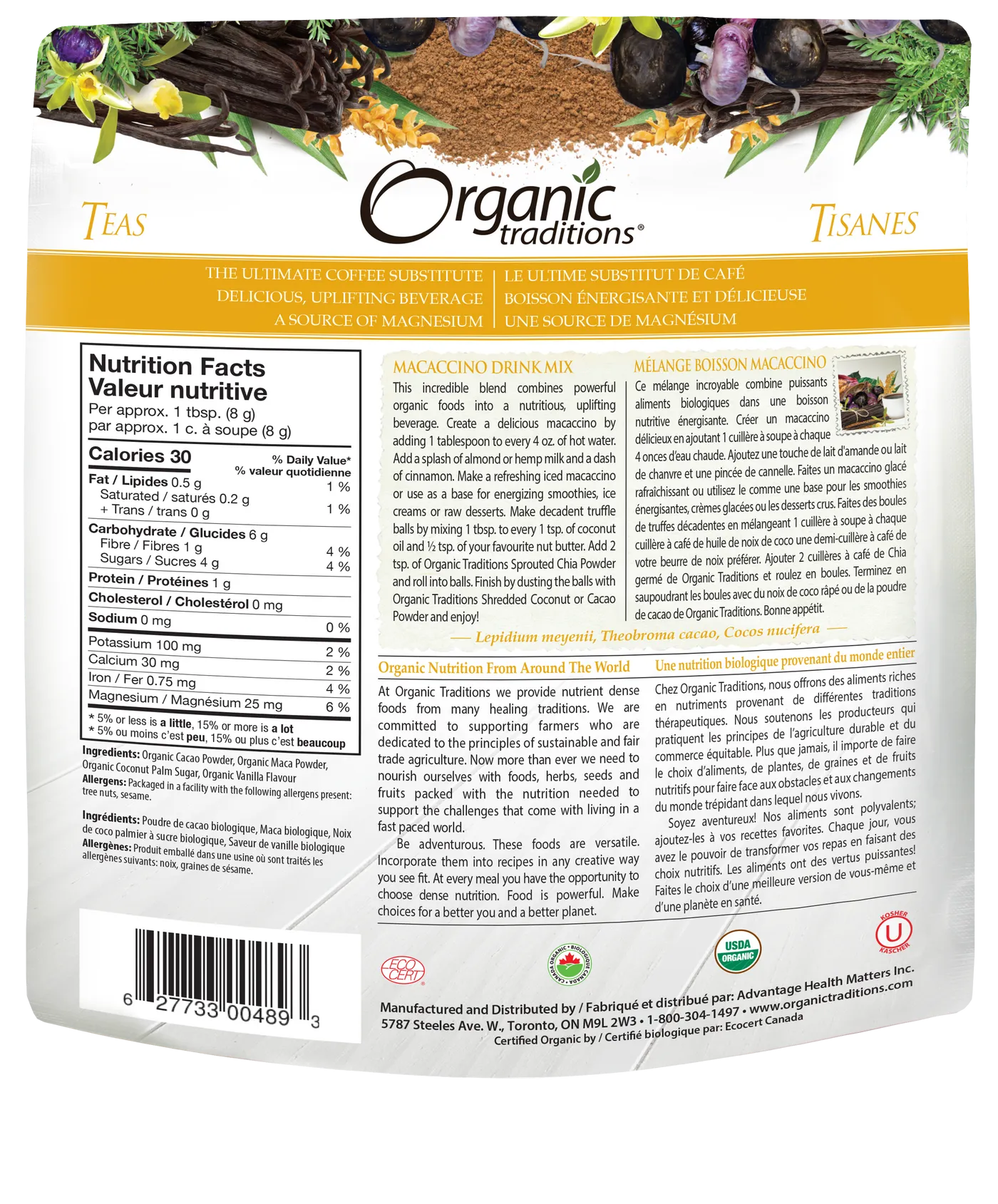 Organic Traditions Macaccino Drink (227g)