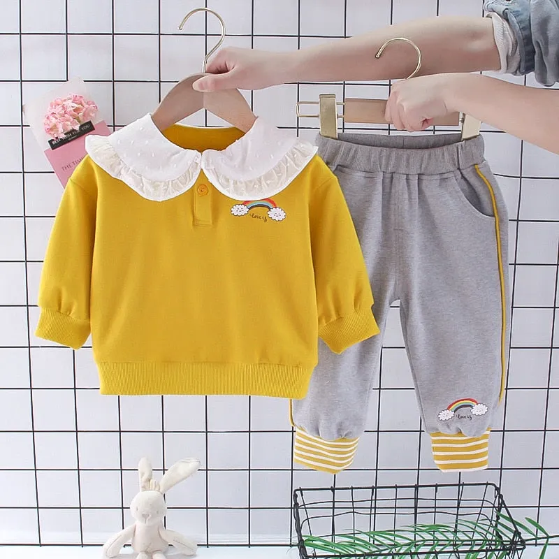 Plaid Letter Print Letter Print Design Sweater Suit For Kids