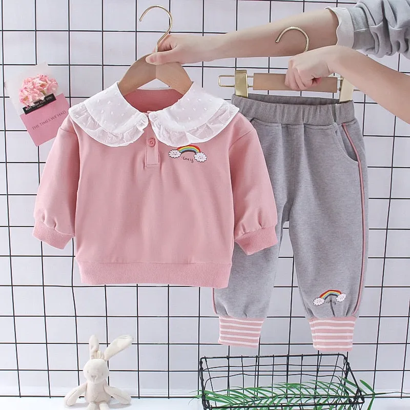 Plaid Letter Print Letter Print Design Sweater Suit For Kids