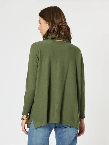 Remy Knit With Scarf By Clarity - Khaki