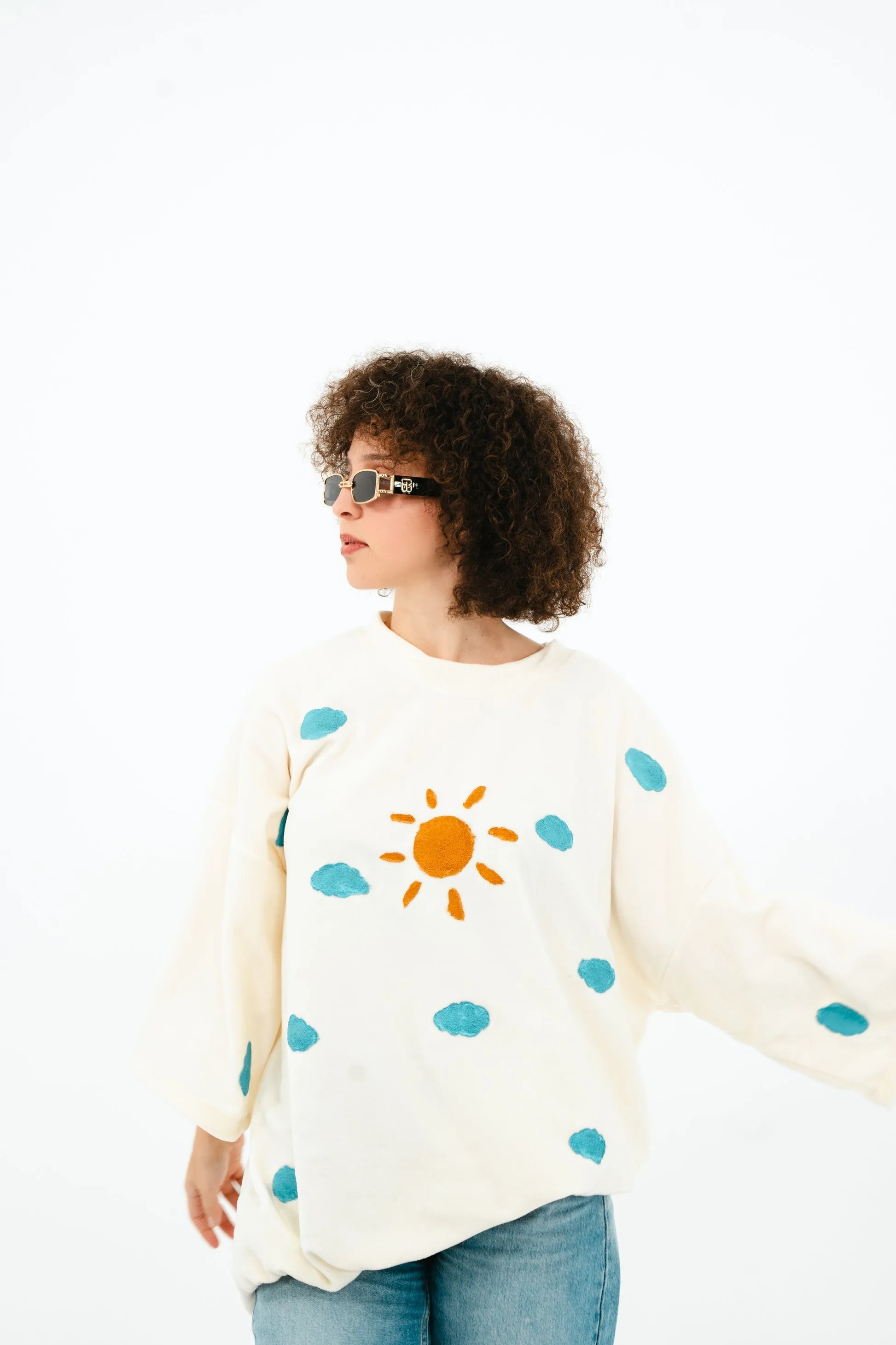 Sun and Clouds Polar Fleece Poncho Sweatshirt