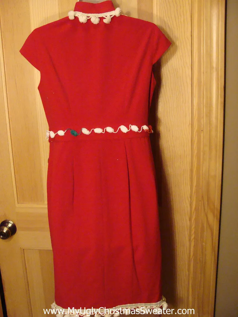 Ugly Christmas Sweater Party Tacky Dress Red with 3D Ornaments Size 4(d19)