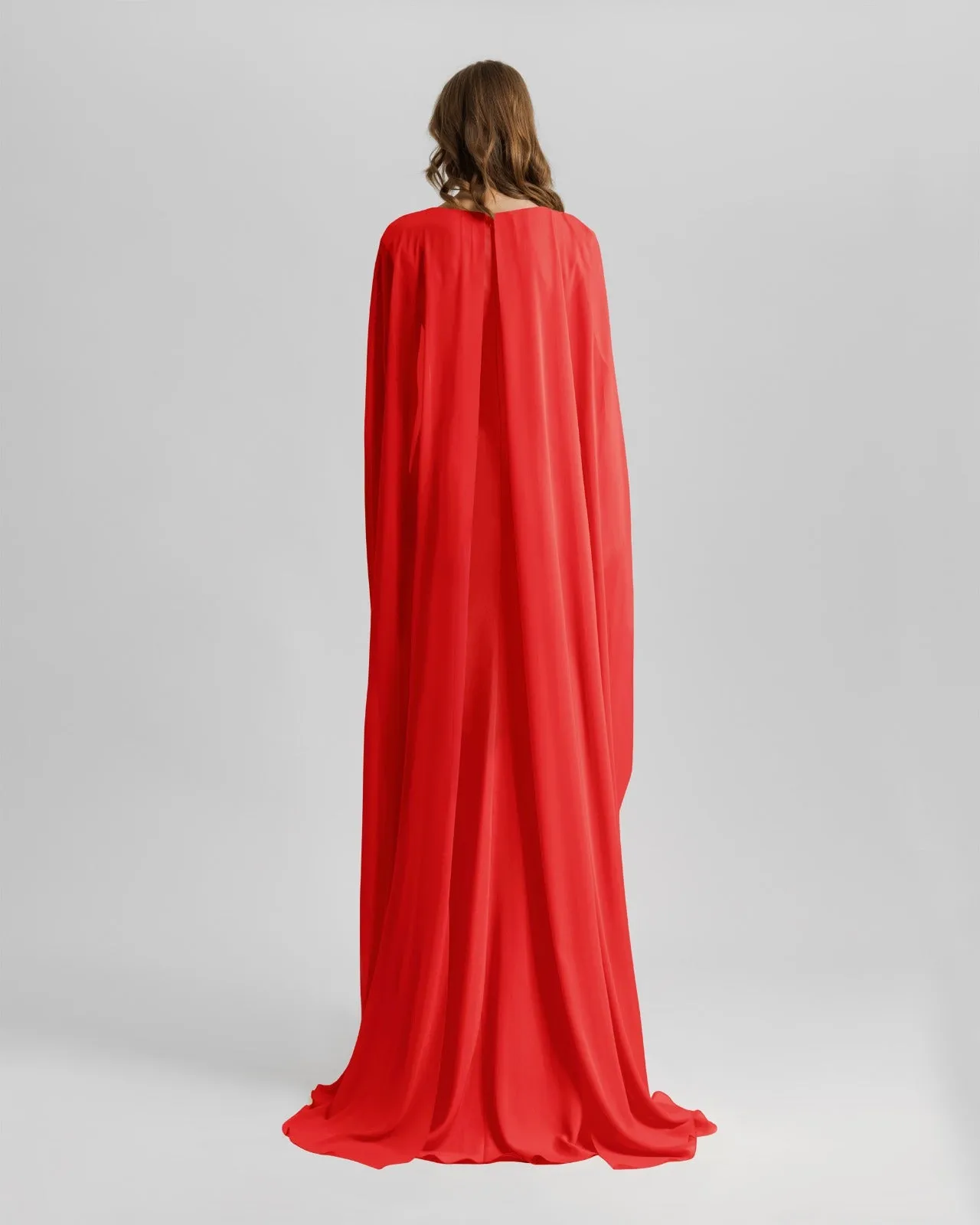 V-Neckline Red Long Dress