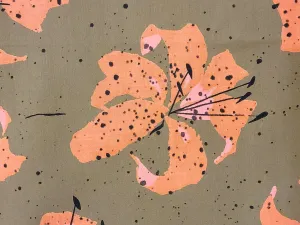 Vintage Fabric - Cotton - Lily Floral - Fabric Remnant - VCL189